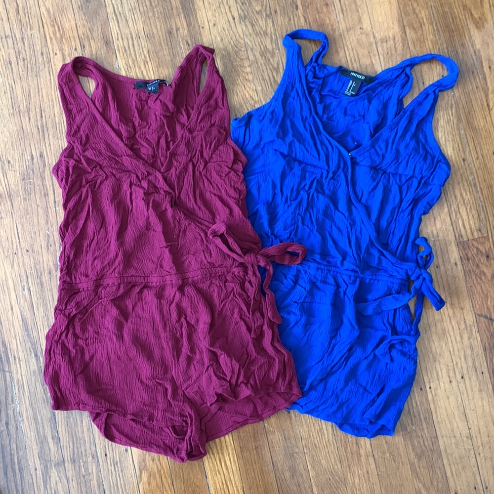 set of 2 forever 21 rompers size small
